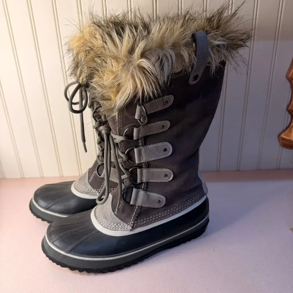 Sorel Womens Joan of Arctic Waterprooof Winter Snow Boots Size 10 Gray Fur - Picture 2 of 8